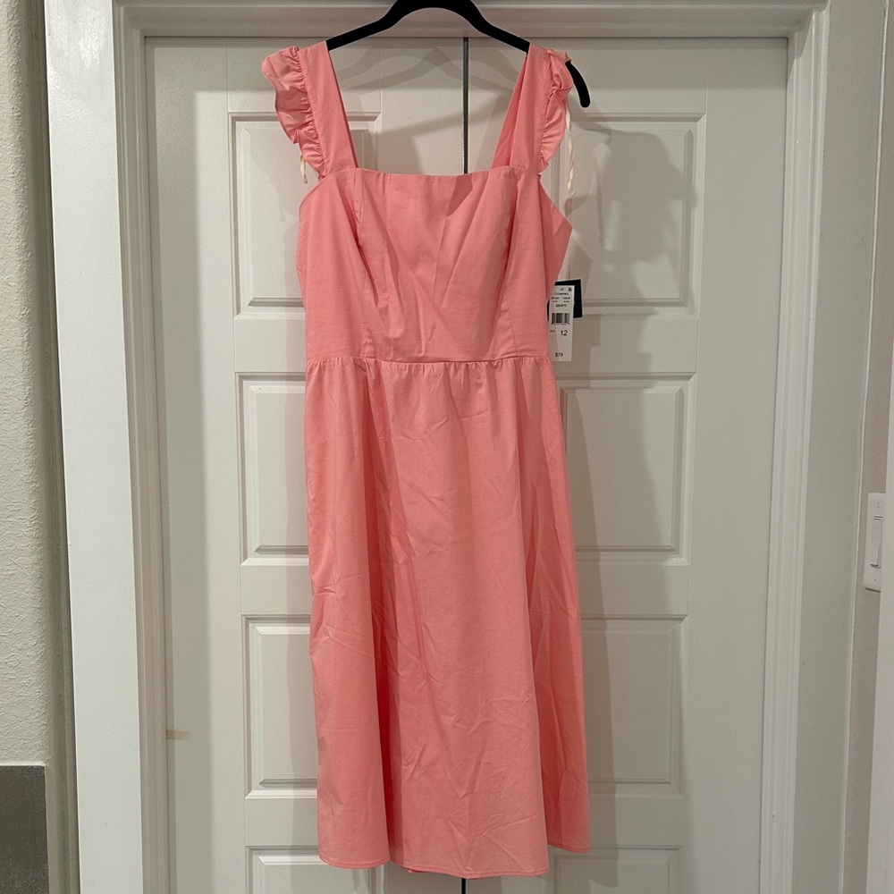 Seven7 Pink Ruffle Strap Midi Dress